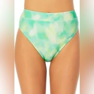 California Waves GREEN MULTI Tie-Dye High-Waist Bikini Swim Bottom-NWT